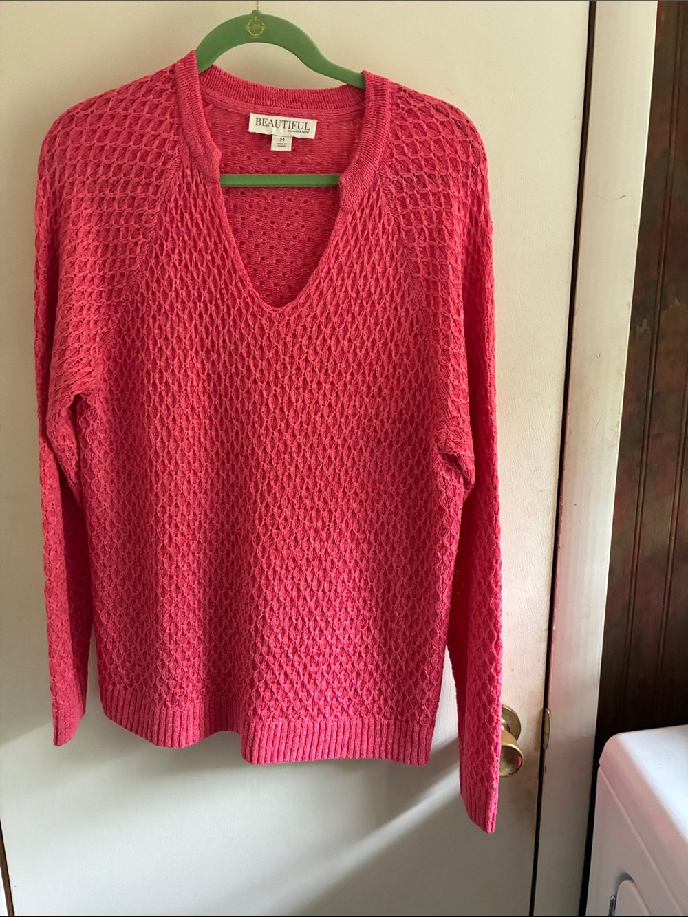Brand Pink V-Neck Textured Knit Sweater